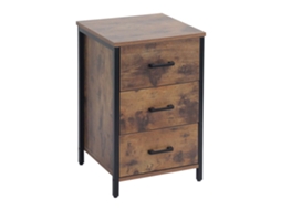 Mesa De Cabeceira Relaxdays, 3 Gavetas, Estrutura Metálica, A×l×p 60×40×40 Cm, Quarto, Retangular, Castanho/preto
