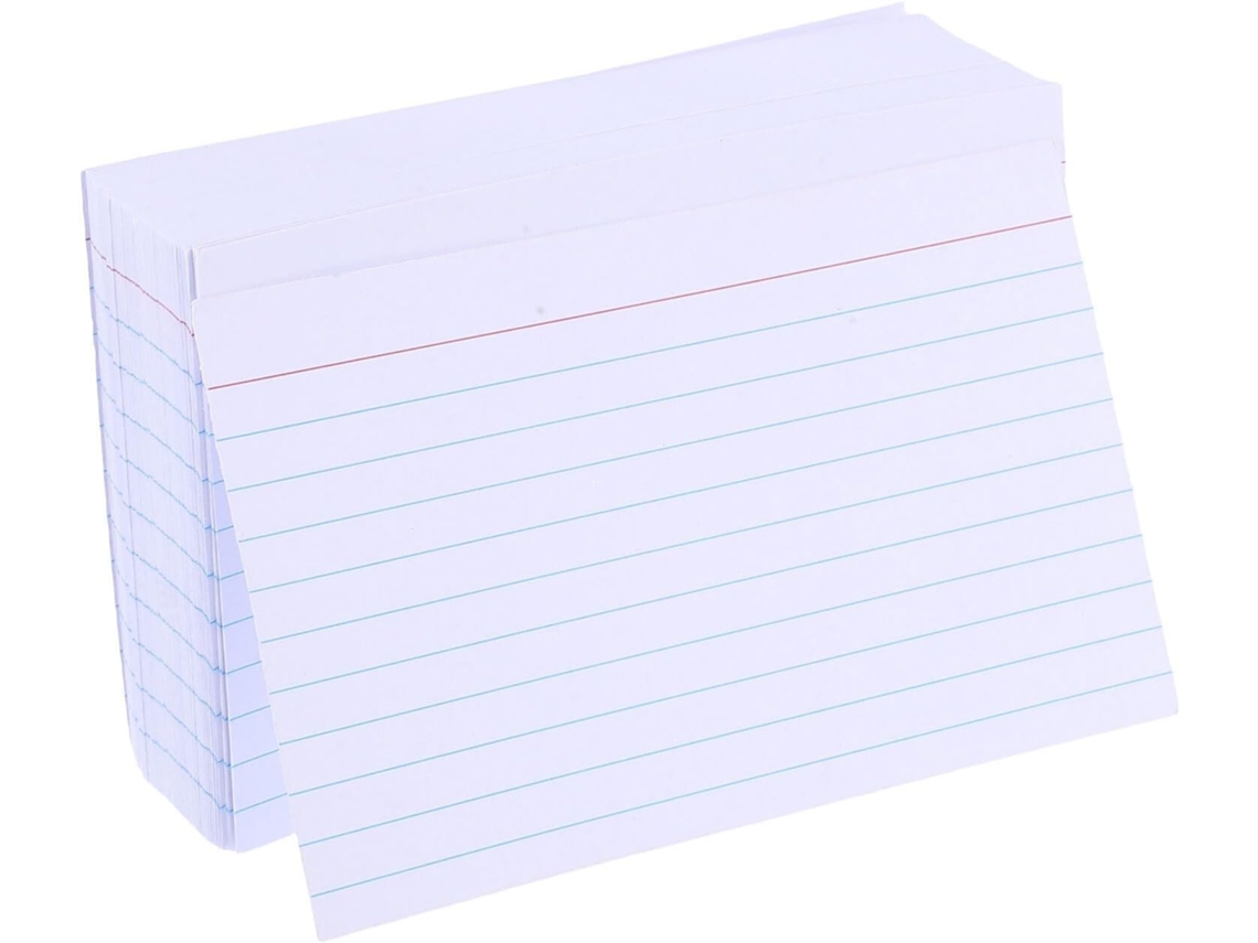 Pacote com 400 Fichas de Estudo Horizontais Reutilizáveis em Papel Bristol Branco Linhas, Unidades, Design Sim