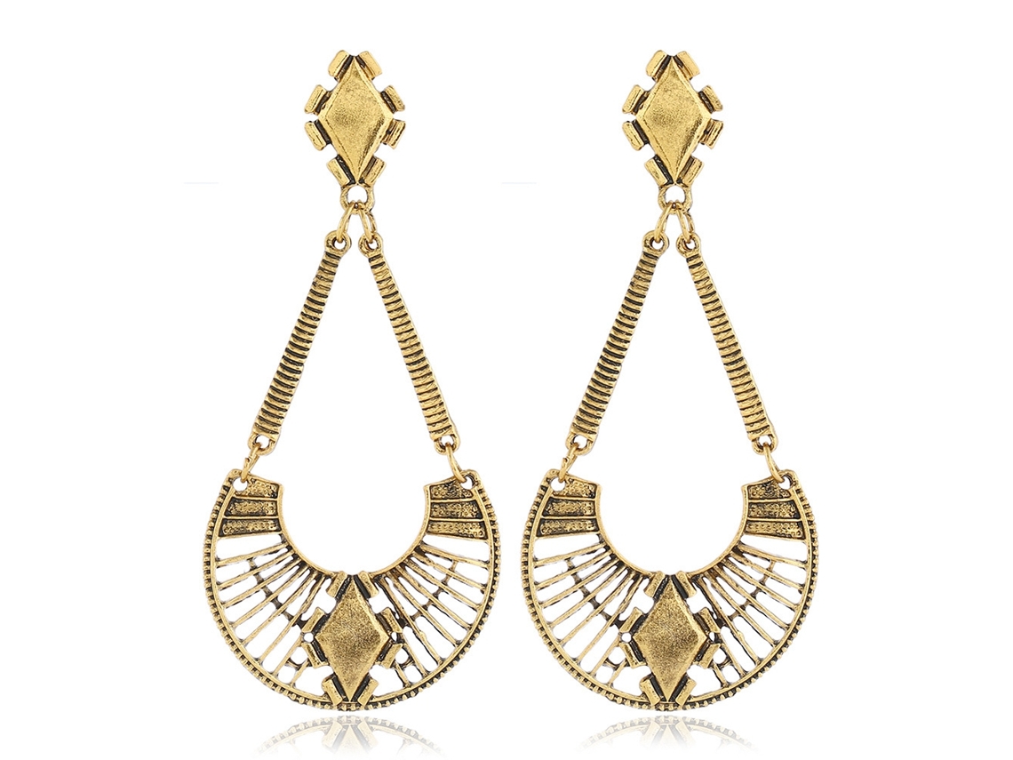 Brincos Pendentes Liga Geométrico Vintage Feminino Ouro Moda