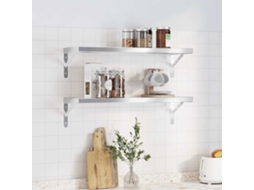 Vidaxl Prateleiras De Parede 2 Pcs 75x23,5cm Aço Inoxidável Prateado
