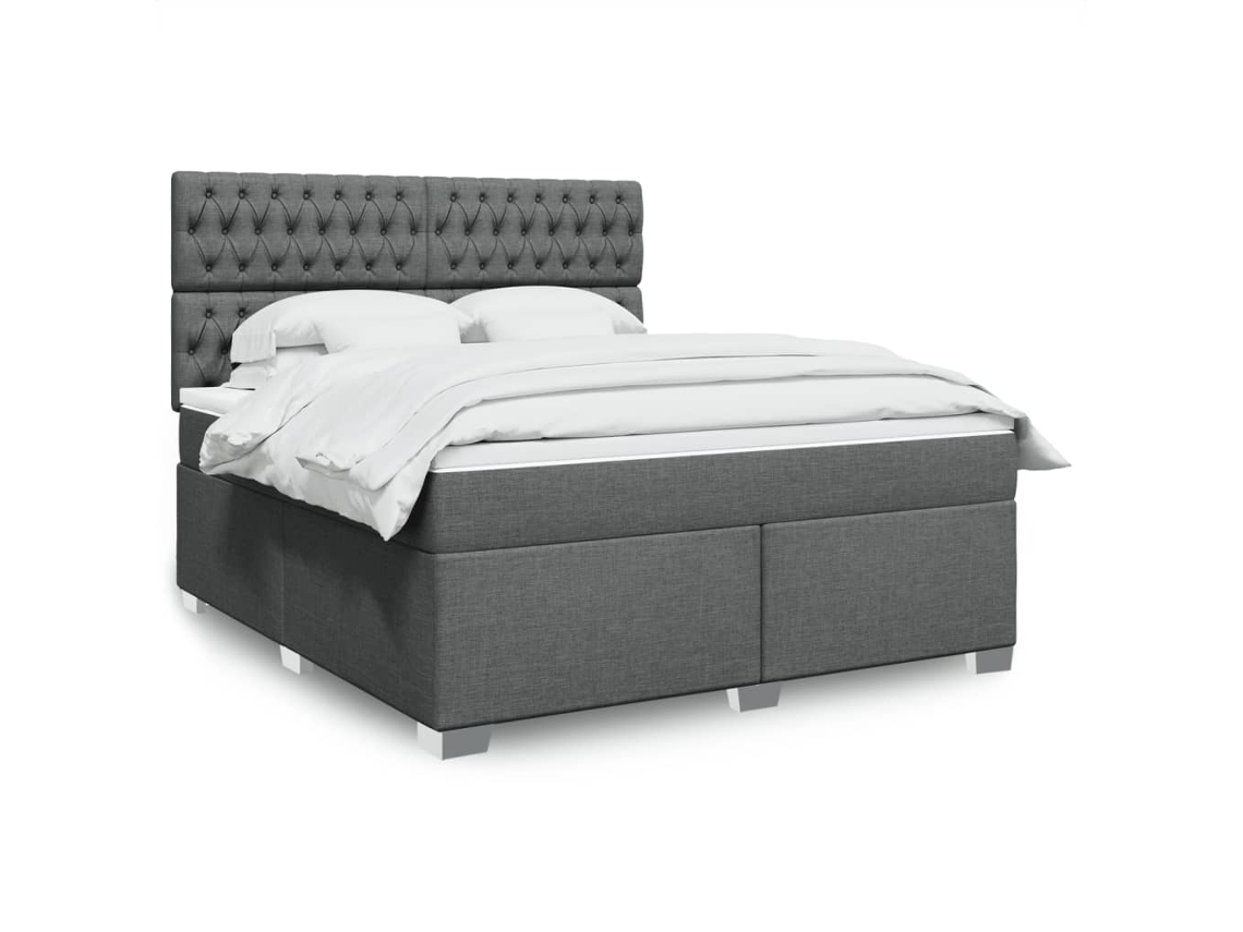 Vidaxl Cama Com Molas/colchão 180x200 Cm Tecido Cinzento-escuro