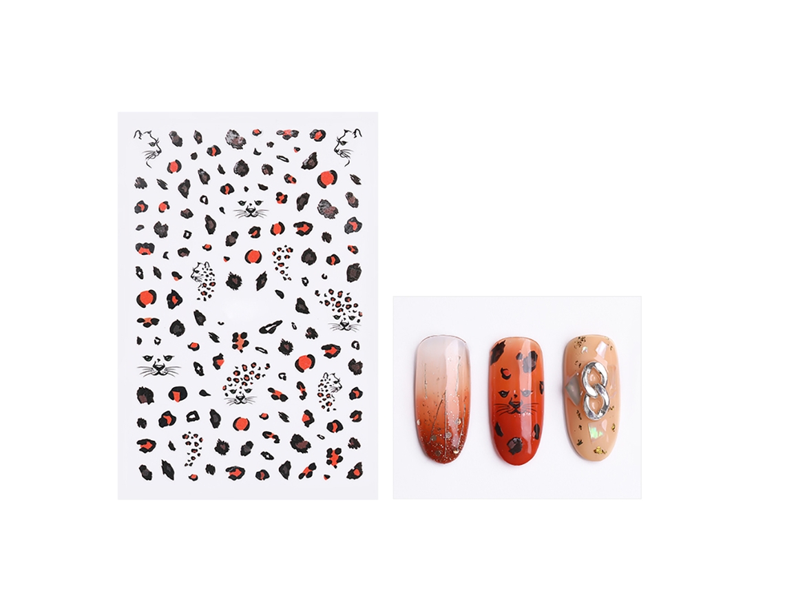 Adesivo De Unhas Com Padrão De Onça 3d Estéreo Mate Para Decoração De Unhas (3200)