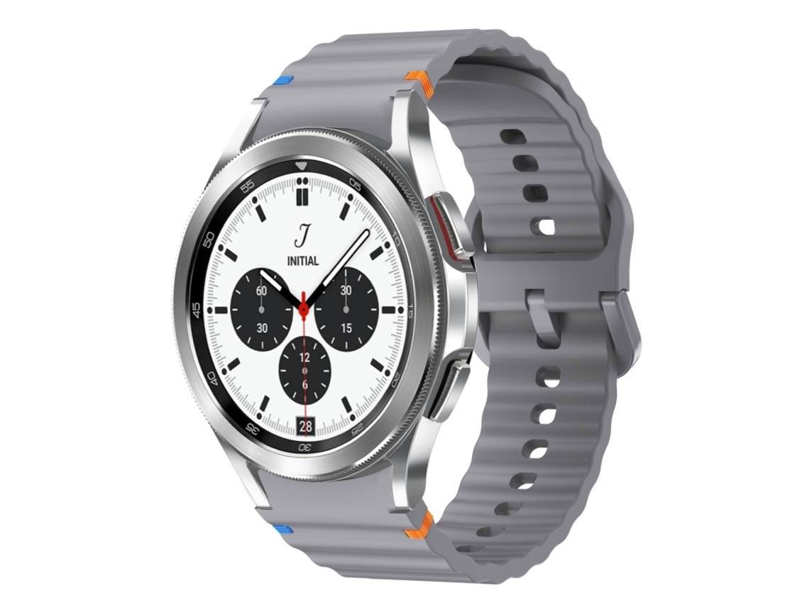 Bracelete para Samsung Galaxy Watch 4 Classic Silicone Costurado com Padrão de Onda Cinza Escuro XIAOMOYU (42mm/46mm)