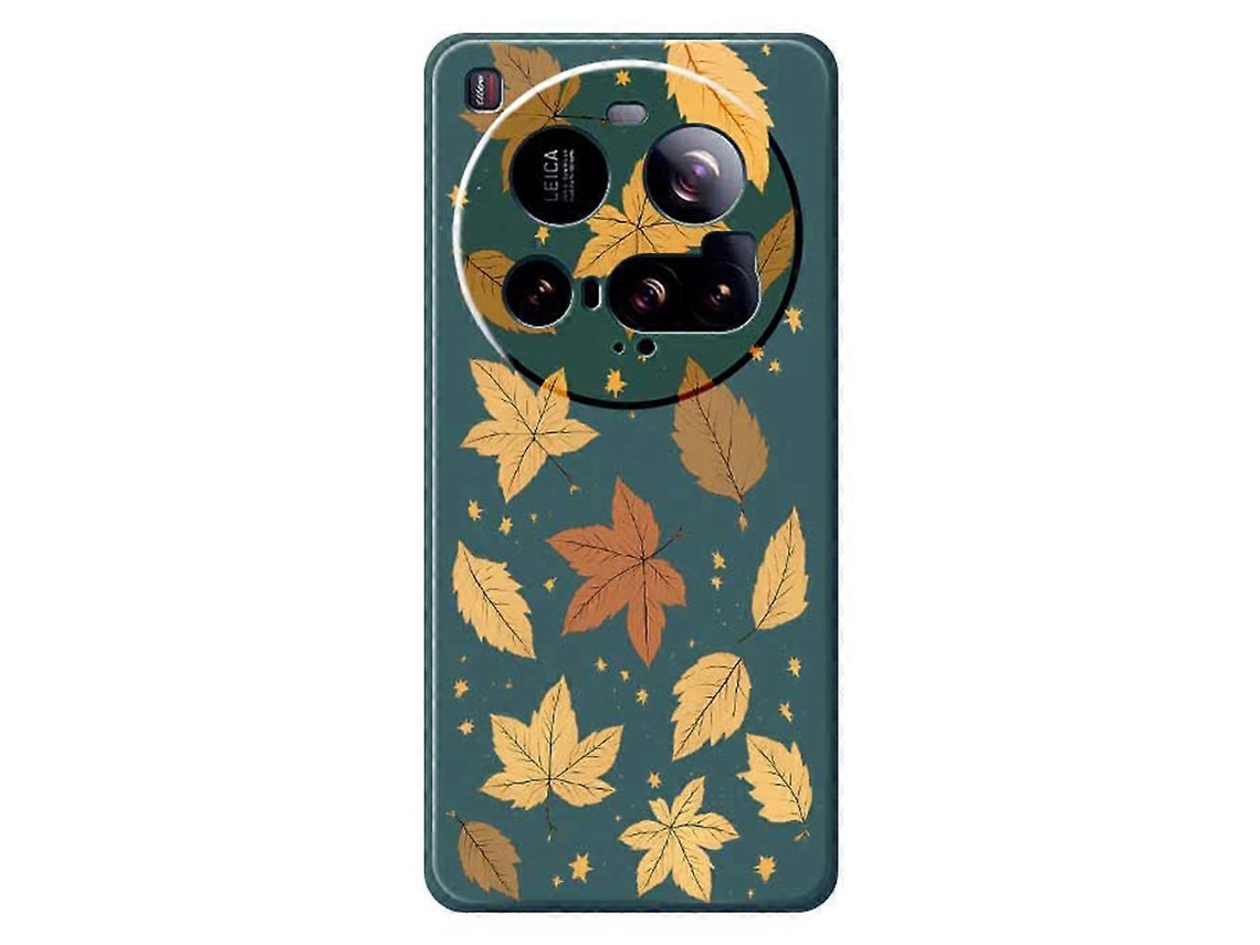 Capa Tkdaddy Para Xiaomi 15 Ultra Com Estampa De Folhas De Bordo E Bordas Retas Em Tpu, Verde