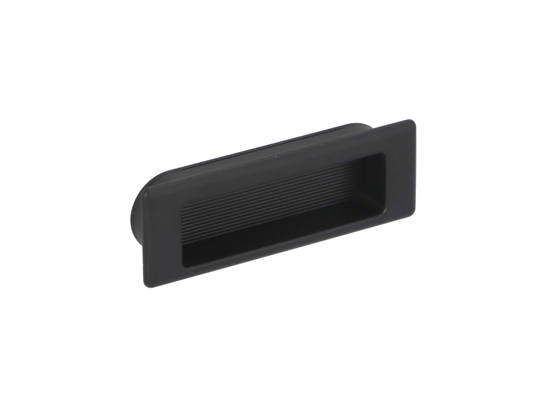 Puxador embutido em Zamac com 75 mm de distância entre centros e acabamento Verniz Preto Mate, conjunto de 25 HARDWAREXCHANGE