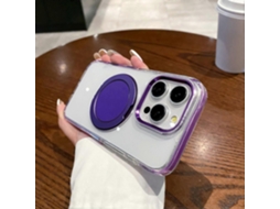 Capa Magnética Com Suporte Para Iphone 14 Pro, Pctpu, Transparente, Roxa