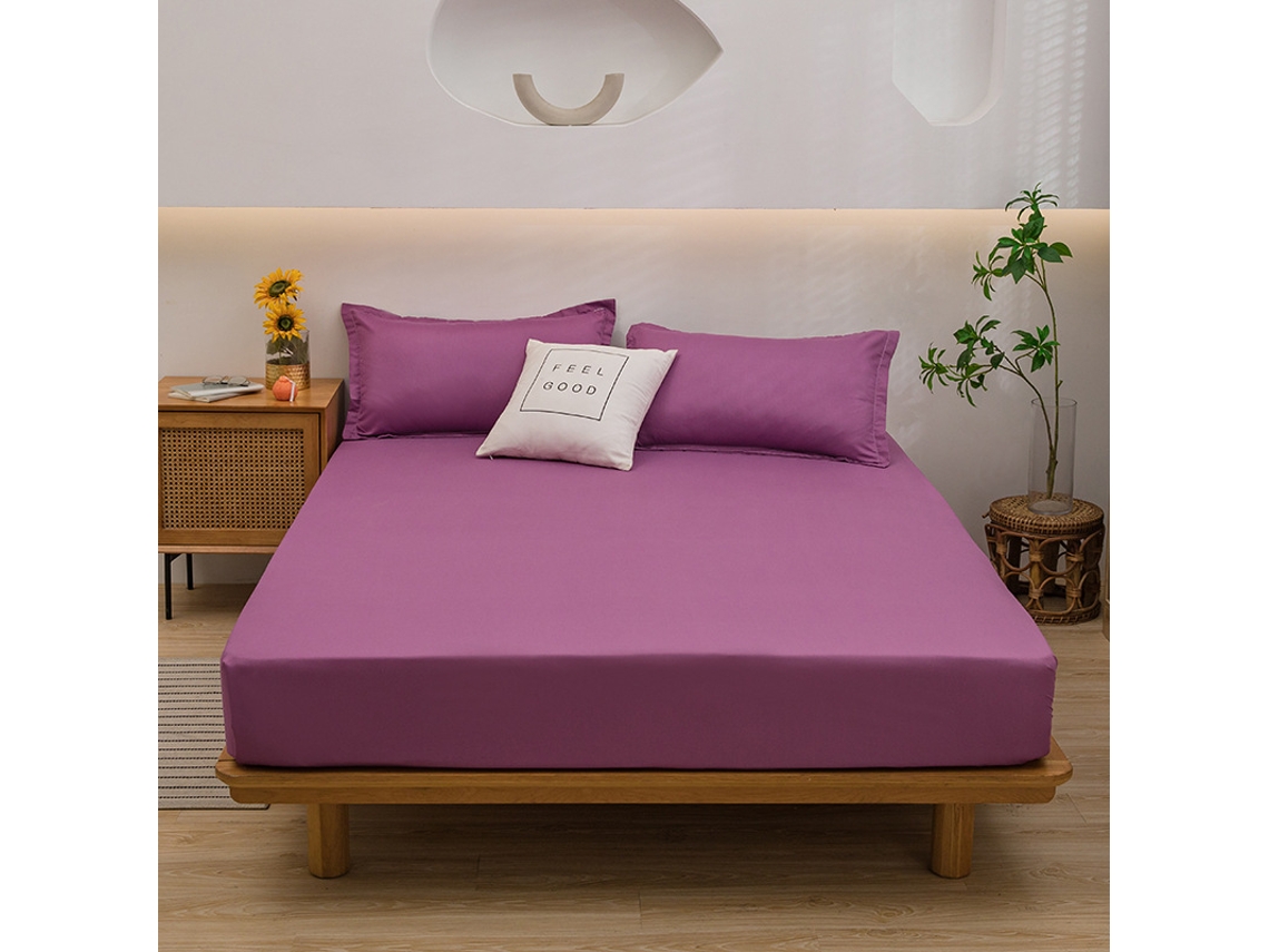 Conjunto Lençóis 4 Peças Lençol De Baixo 183x213*36cm Lençol De Cima274*279cm 2 Fronhas 51x137cm Fibras Sintéticas Roxo Hexinyigjly