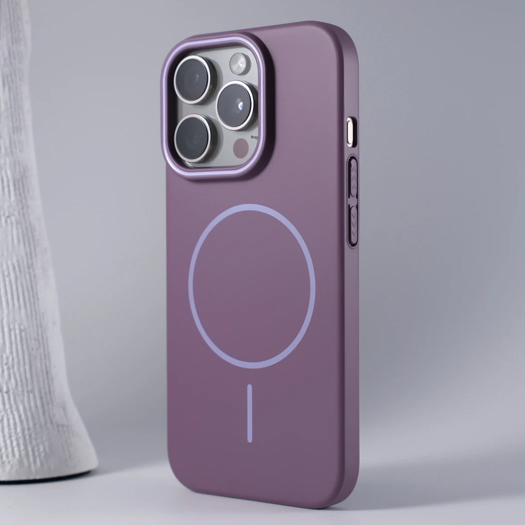 Capa Protetora Rígida De Policarbonato (roxa) Para Iphone 15 Pro Max, Resistente A Impactos, Fosca E Magnética.