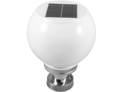 Luminária De Pilar Solar Led Branca Redonda De 200 Mm, Alimentada Por Energia Solar, Iluminação Decorativa Para Exteriores.
