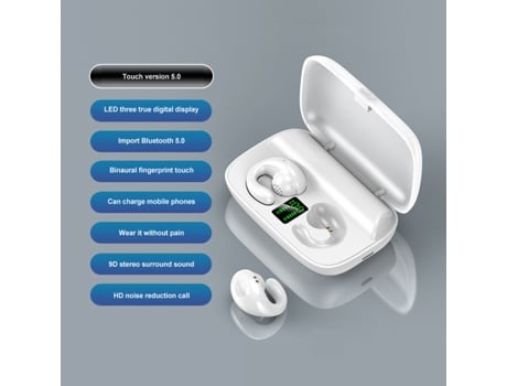Hifi Wireless Headphone Bone Conduction Concept Ear-Clip Sports Game Música Controle de Toque Noise Cancelling Tws Bluetooth Auscultadores