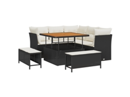 Conjunto 8 Conjunto De Sofá De Jardim Vidaxl Preto Vime Pe (100 X 100 X 71 Cm)