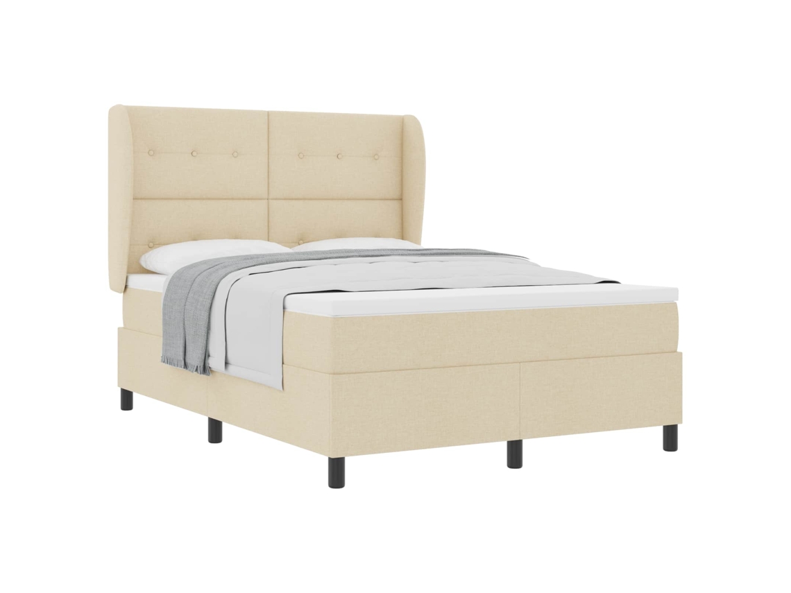Cama Box com Colchão com Cabeceira Creme 160x200 Cm Tecido MAISON EXCLUSIVE