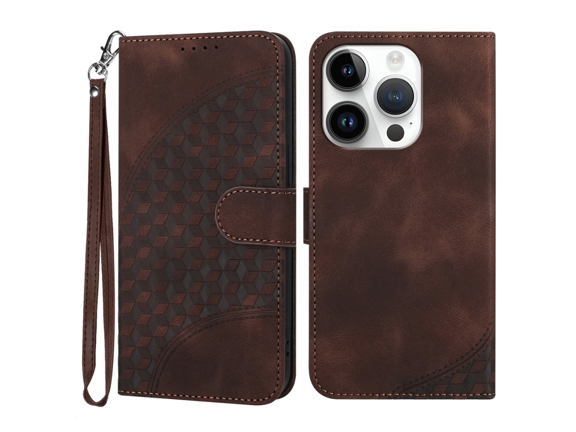Capa Para Iphone 15 Pro Pele Sintética Castanho