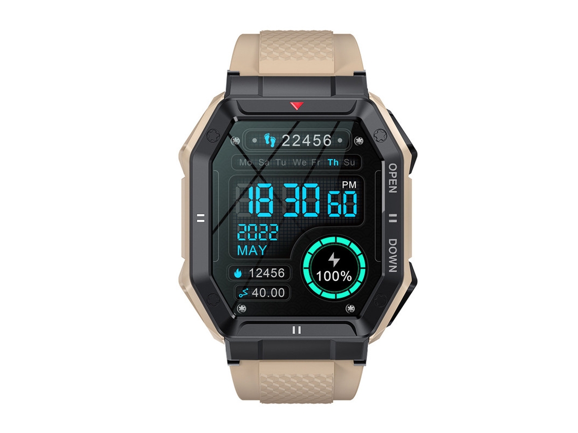 Smartwatch YIZHOOD Te639 Desportivo de 1.85Inch com Frequência Cardíaca Cáqui