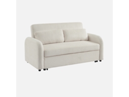 Sofá-cama Com Linhas Arredondadas Em Veludo Canelado, 2 Lugares , Branco