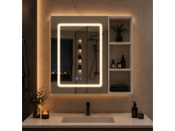 Armário De Casa De Banho Com Espelho E Led, Armário‑espelho 60,2x15,2x60,2 Cm Com Arrumação, Função Anti‑embaciamento, Prateleira Ajustável