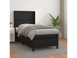 Vidaxl Cama Com Molas/colchão 100x200 Cm Couro Artificial Preto
