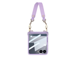 Capa Tkdaddy Gkk Para Samsung Galaxy Z Flip7 5g Com Alça De Pulso/proteção De Dobradiça Pc Capa Fina De Vidro Temperado Roxa