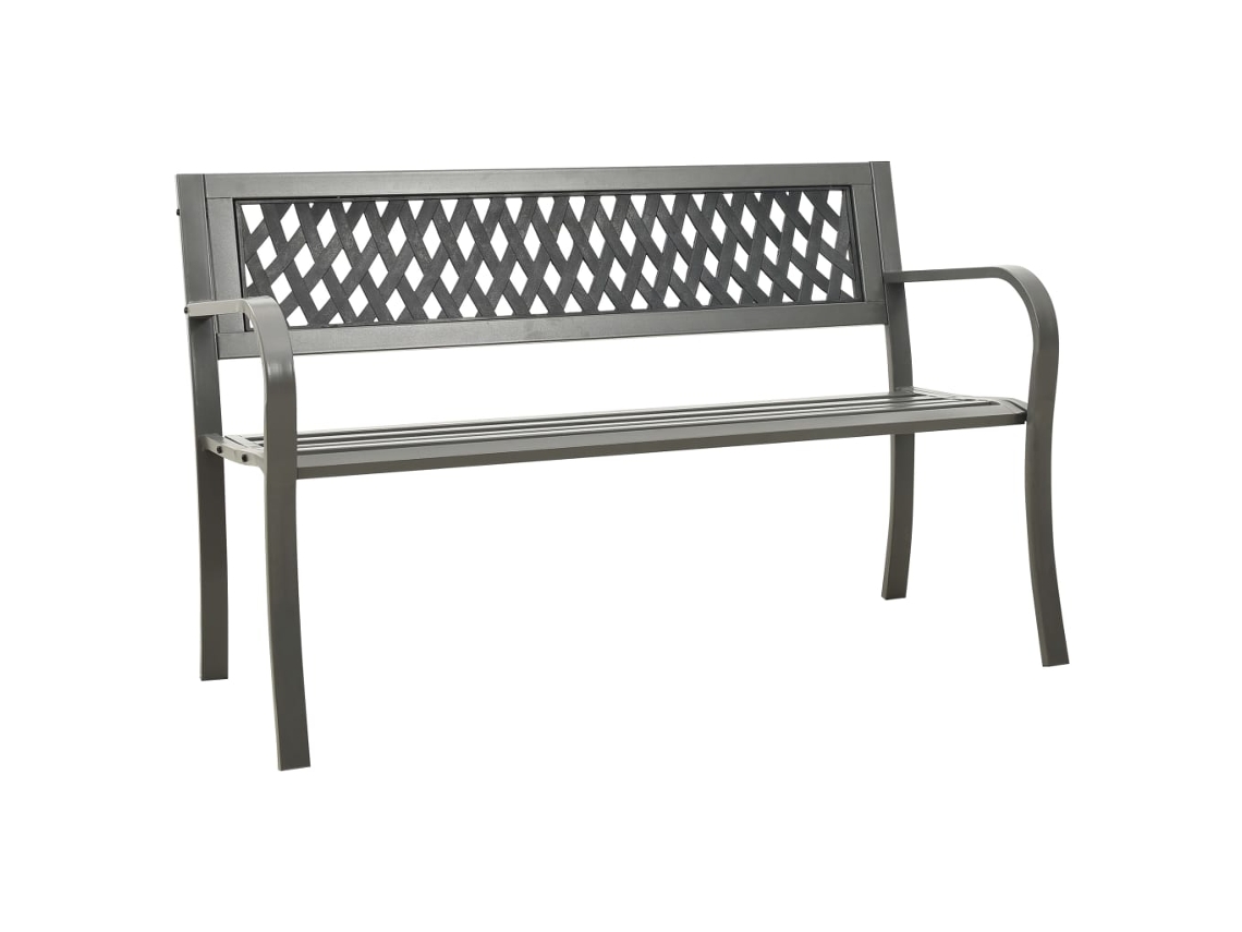 Vidaxl Banco De Jardim 125 Cm Aço Cinzento