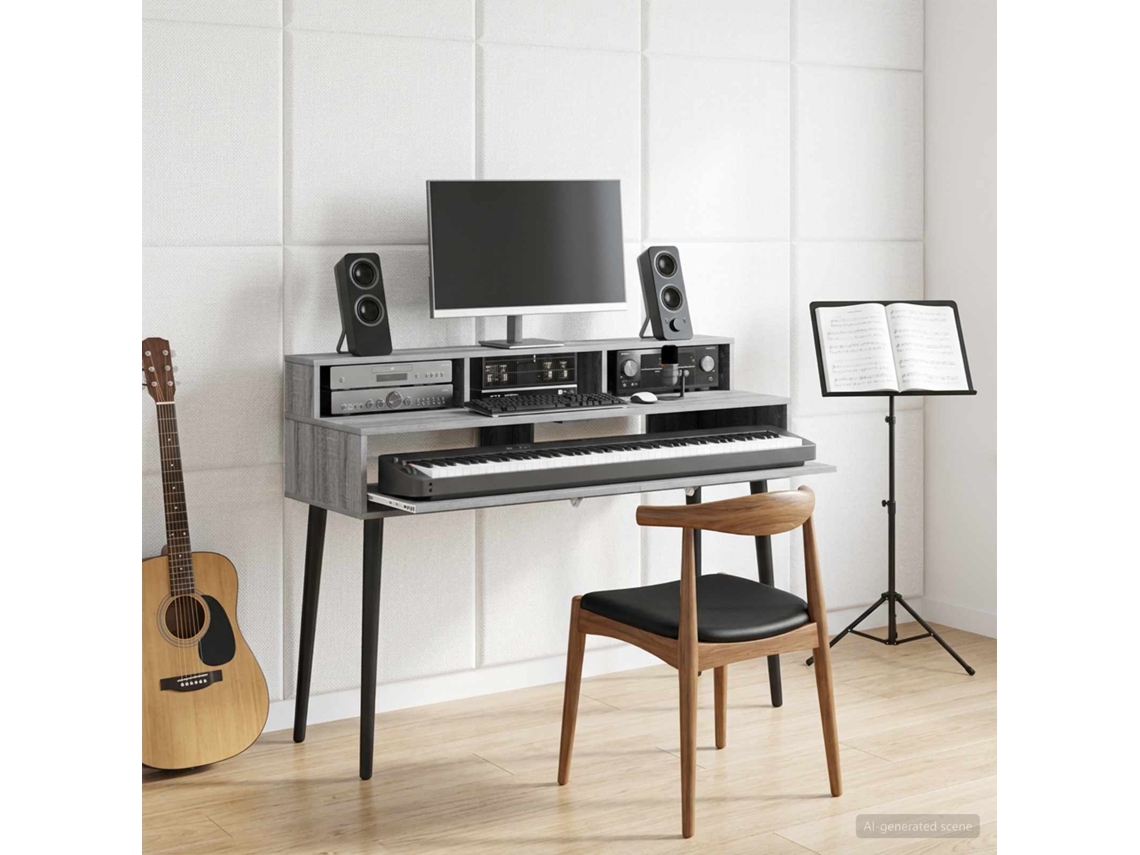 Vidaxl Mesa De Estúdio Sonoma Cinzento 110 X 42,5 X 36 Cm
