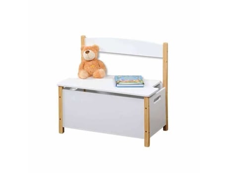 Cofre De Armazenamento Organizamos Tudo! Pequeno Banco Madeira Maciça Branco 56 Cm De Altura On Range Tout !