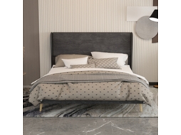 Cama Minimalista Cinza 160x200 Com Design Moderno E Colchão