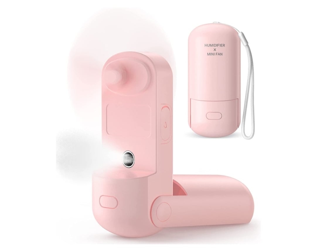 Ventilador De Mão Ventilador De Mão 3 Em 1 De Nebulização Mini Ventilador Portátil Por Bateria Recarregável 3 Velocidades Ajustáveis Rosa Lalamoli