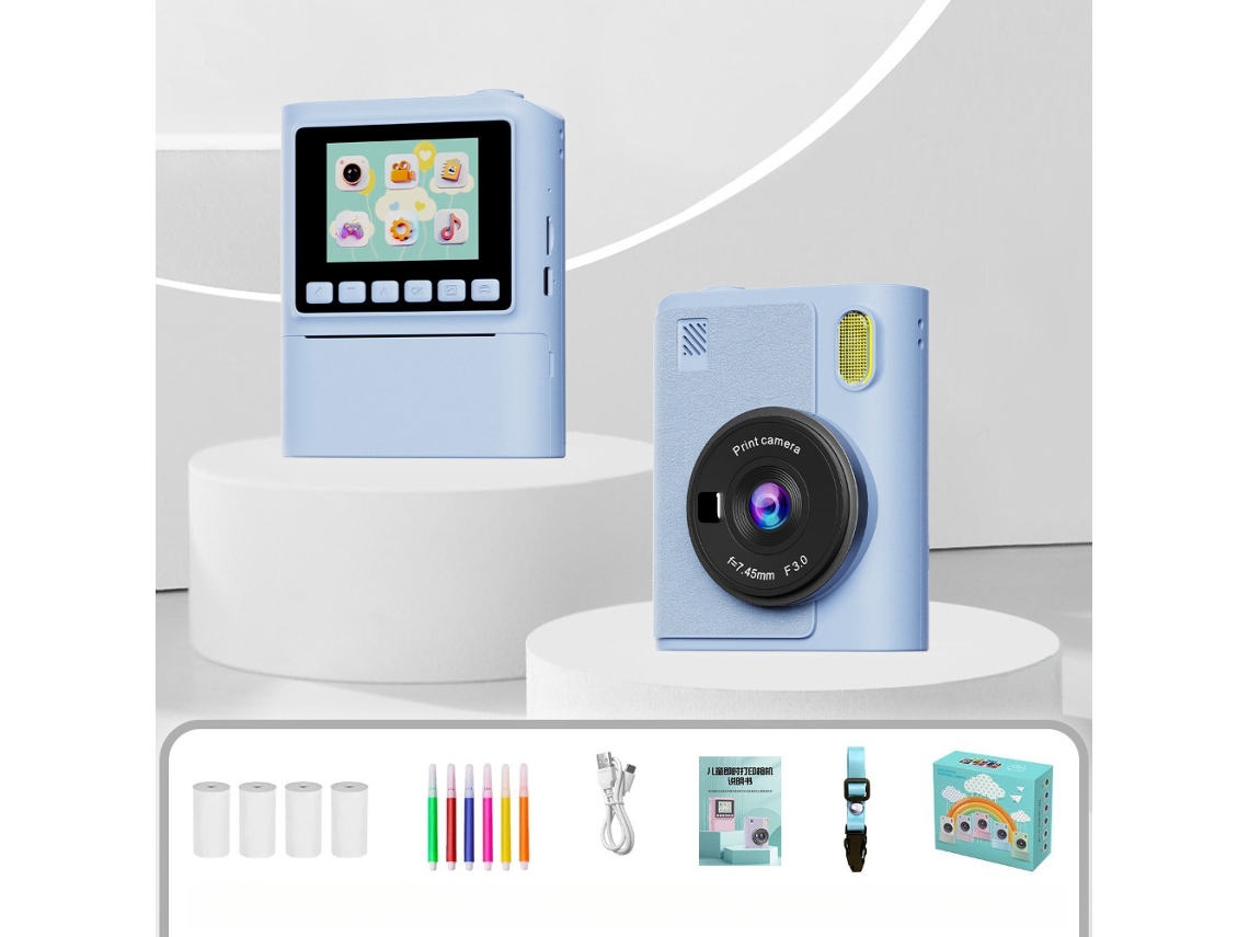 Câmara Instantânea, Câmera De Impressão Térmica, Tela De 2,8 Polegadas, Presente De Natal, Aniversário E Ano Novo (azul - 32 Gb) Cuich