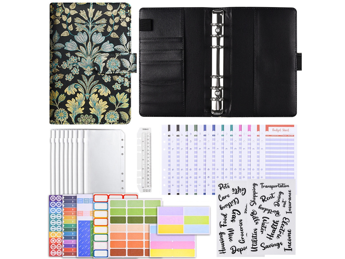 Texture Notebook For Budget Planning European Style, Macaron Green, Loose Leaf Cash Budget Journal With Luxury Gift Set