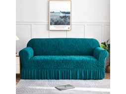 Capa De Sofá Elástica Com Bainha Plissada Para Sofá 2 Lugares 145-185cm Verde Escuro Panoona