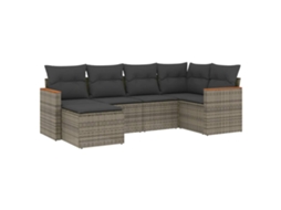 Conjunto de 6 Sofás de Jardim com Almofadões Vime Cinzento MAISON EXCLUSIVE (80x200 cm)