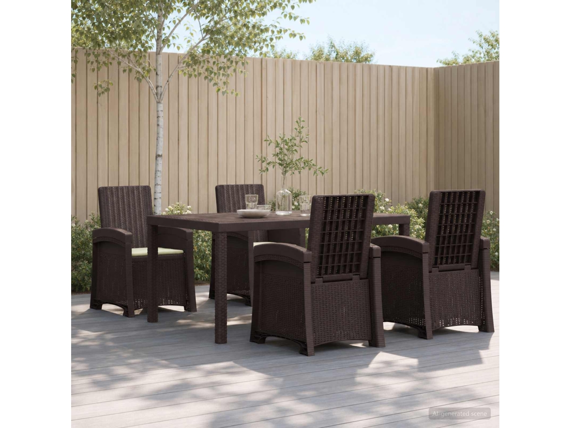 Vidaxl Conjunto De Jantar Para Jardim 5 Unid. Castanho E Creme Pp