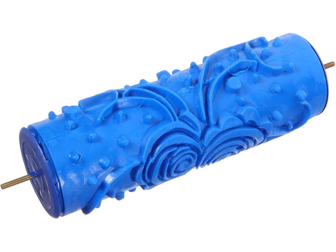 Conjunto De 2 Ferramentas De Pintura Decorativa Com Borracha Estampada Com Motivos Florais Para Paredes Azuis.