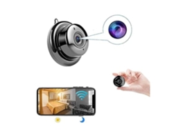 Mini Câmera Wifi Sem Fio de Áudio e Vídeo Bidirecional Câmera de Segurança Residencial com Visão Noturna Detecção de Movimento Preto USHION