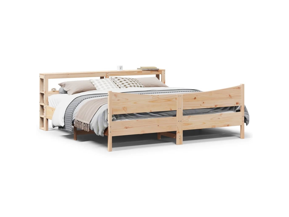 Vidaxl Estrutura De Cama Com Cabeceira 180x200 Cm Pinho Maciço
