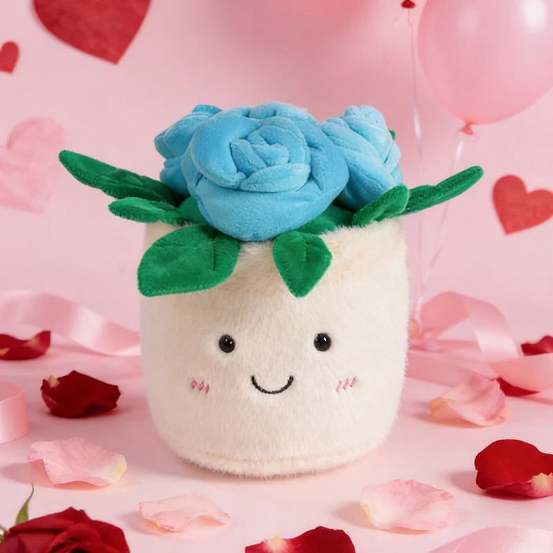 (rosa Azul-escura, 15-20 Cm) Brinquedo De Pelúcia Em Forma De Flor Artificial, Boneca De Planta Verde