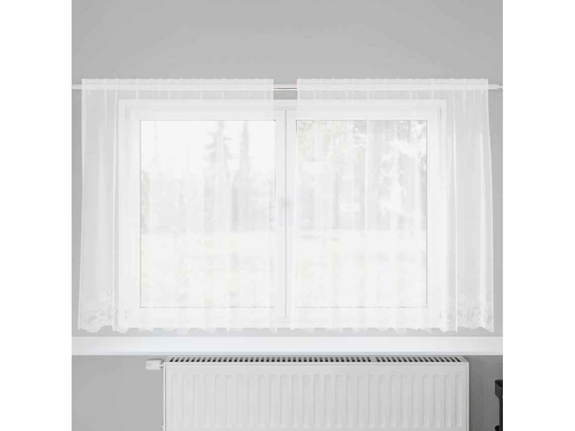 Vidaxl Cortina De Renda Branco 140 X 200 Cm Poliéster