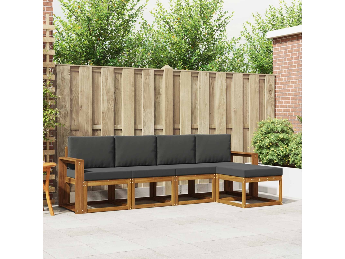 Vidaxl Conjunto De Sofás Para Exterior 5 Pcs Natural E Antracite