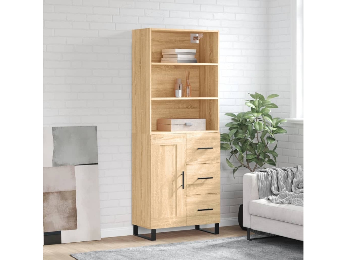 Vidaxl Armário Alto 69,5x34x180 Cm Derivados De Madeira Cor Sonoma