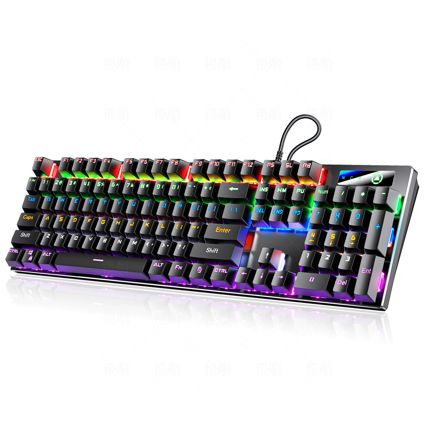 Teclado Mecânico Metal Preto 104 Teclas Iluminado Switch Azul/preto Acessório Computador Jogos