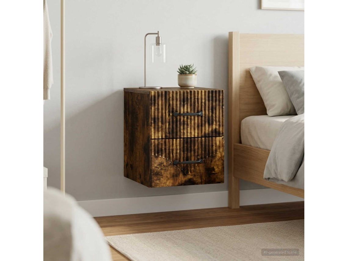 Vidaxl Gabinete De Canto Montado Na Parede 2 Pcs Carvalho Fumado