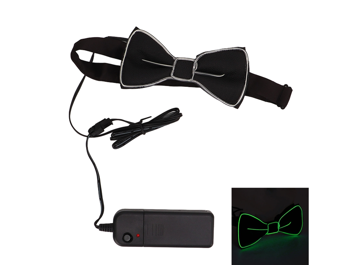 Corbata Laço Led de Poliéster e Plástico com Cabo de Cobre Ajustável, Brilhante, Verde | S/MARCA