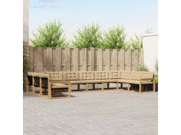 Vidaxl Conjunto De Sofás Para Exterior 10 Unid. Branco E Bege