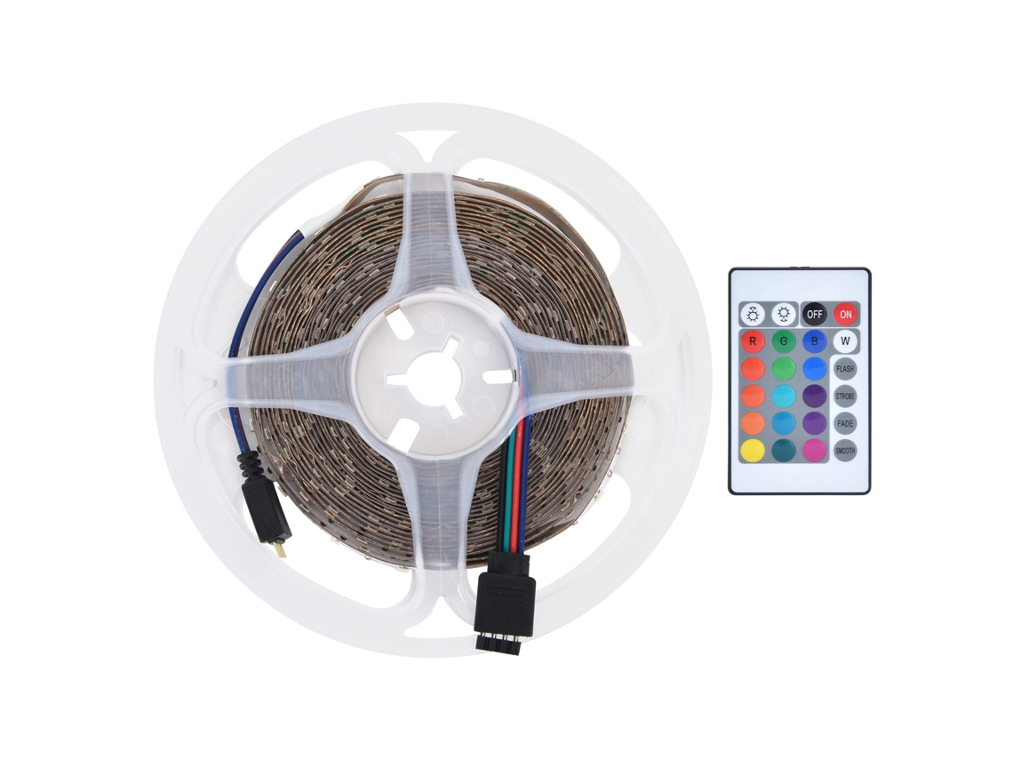 Fita de luz LED RGB 5m 2835 60LED/m, USB, 16 cores, 4 modos, controle remoto, para KTV e computador