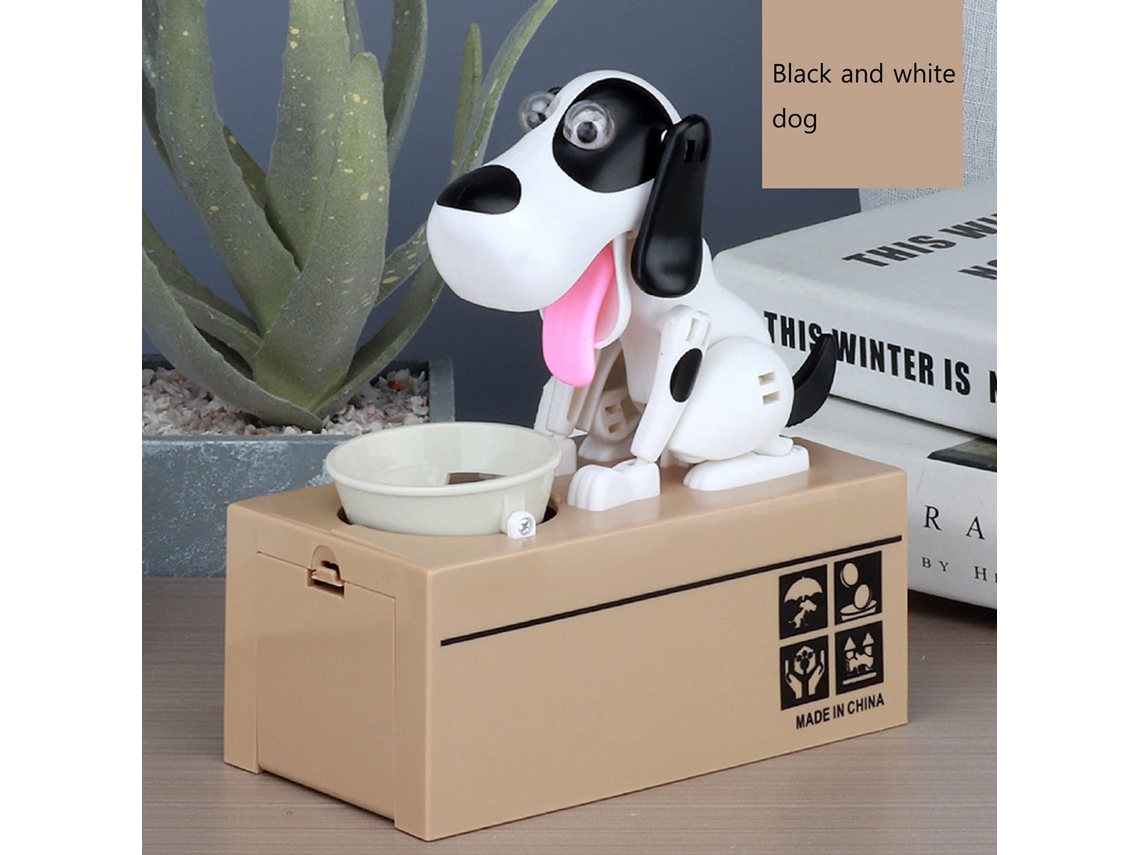 Cofrinho Em Forma De Cachorro Que Come Moedas, Fofo Rouba Banco Para Contar Classificador 6,8 X 17,8 Cm Aquaforge (preto)