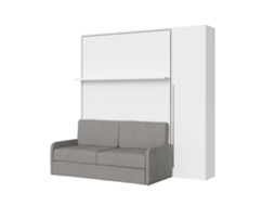 Versia Sofà 160 Cama De Casal Dobrável Vertical Com Sofá, Prateleira E Guarda-roupa Com 1 Porta Direita Branco