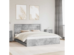 Vidaxl Estrutura Da Cama Cinzento 180 X 200 Cm Madeira De Engenharia