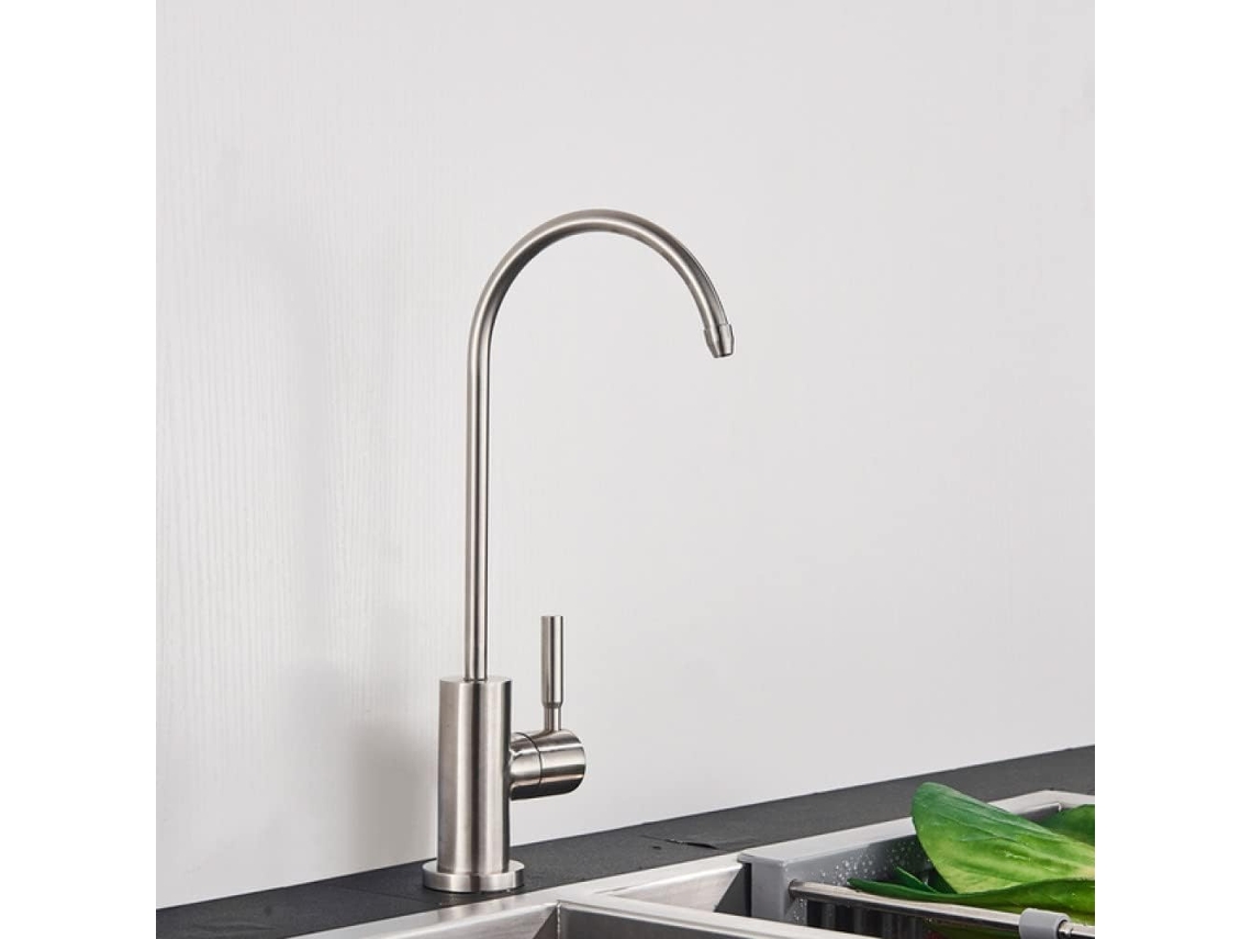 Torneira Monocomando De Água Fria Para Cozinha, Preta/níquel Escovado