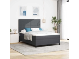 Vidaxl Cama Box Spring Led Cinza Escuro E Branco 160 X 200 Cm