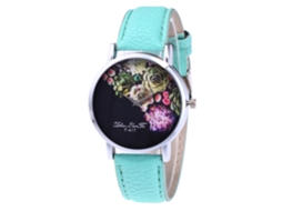 Relógio de quartzo unissex casual Zhoulianfa com pulseira de couro (verde menta)